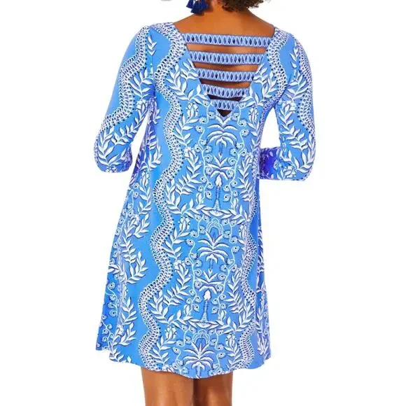 Lilly Pulitzer Ophelia Swing Dress Women's XS Have It Both Rays 3/4 Sleeve Blue - Picture 1 of 8
